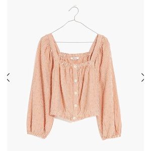 Madewell Puff Sleeve Button-front Crop Top